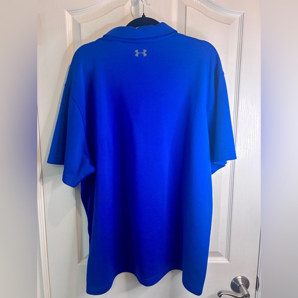 🔷”Under Armour” Royal Blue Sport Performance Button up Polo Shirt “Heat Gear” - Picture 4 of 9